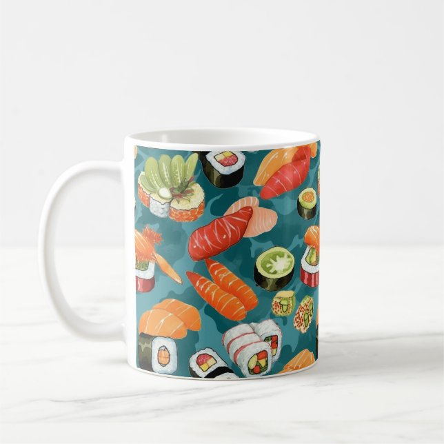 Watercolor Assorted Sushi Pieces  Coffee Mug (Left)