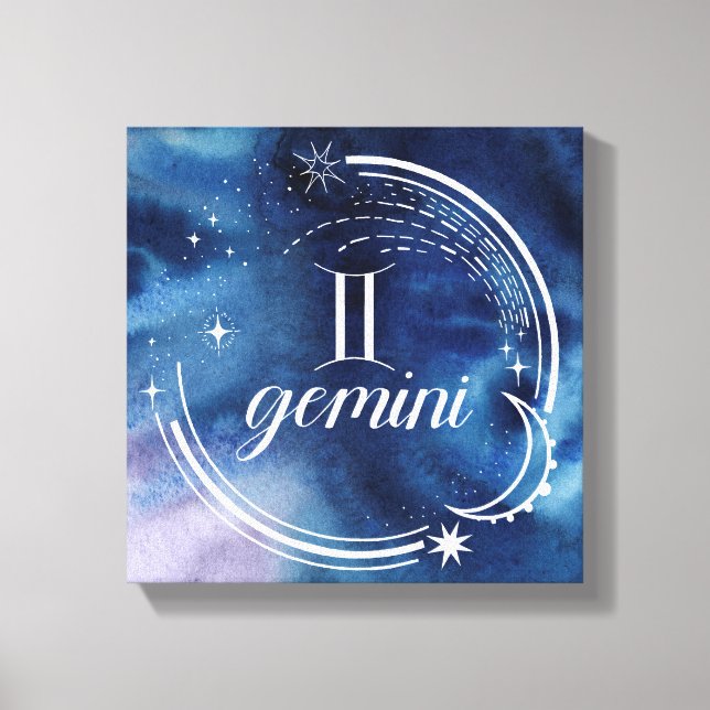Watercolor Astrology - Gemini Canvas Print (Front)