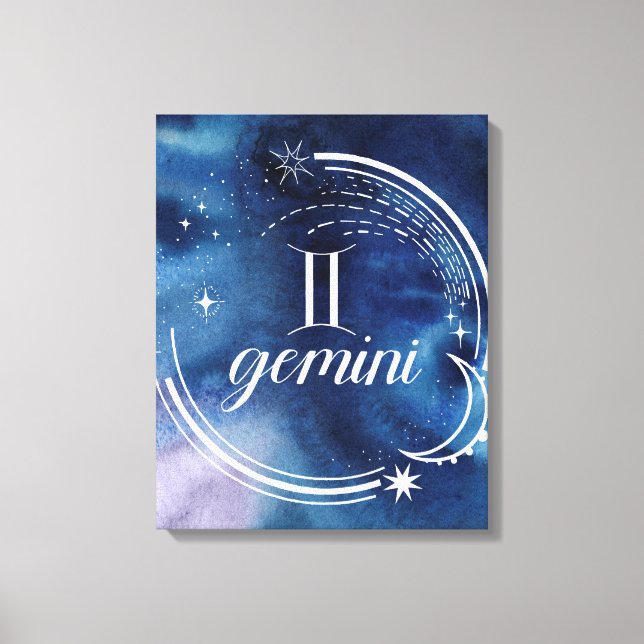 Watercolor Astrology - Gemini Canvas Print (Front)