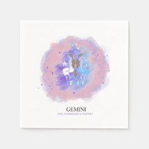 Watercolor Astrology - Gemini Paper Napkins