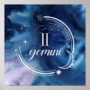 Watercolor Astrology - Gemini Poster