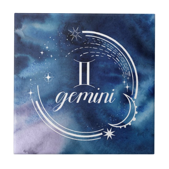 Watercolor Astrology - Gemini Tile (Front)