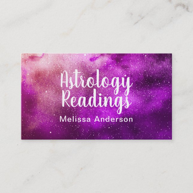 Watercolor Astrology Psychic Reading Business Card (Front)