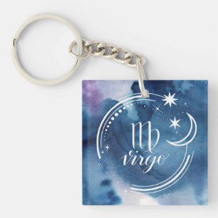 Watercolor Astrology - Virgo Key Ring