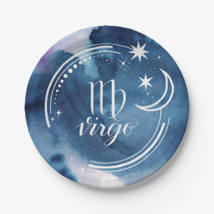 Watercolor Astrology - Virgo Paper Plate