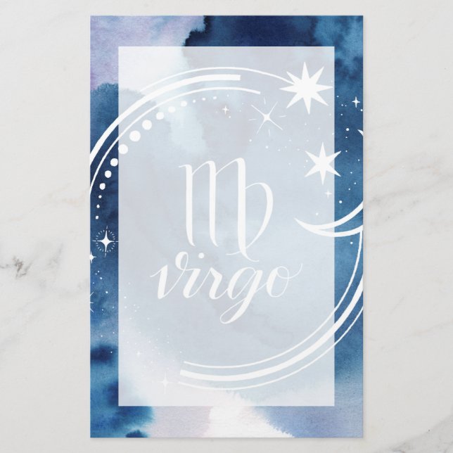 Watercolor Astrology - Virgo Stationery (Front)