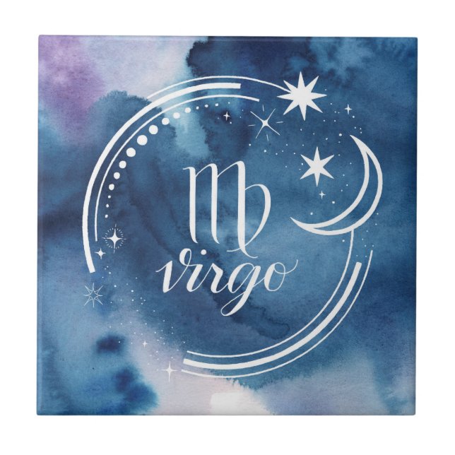 Watercolor Astrology - Virgo Tile (Front)