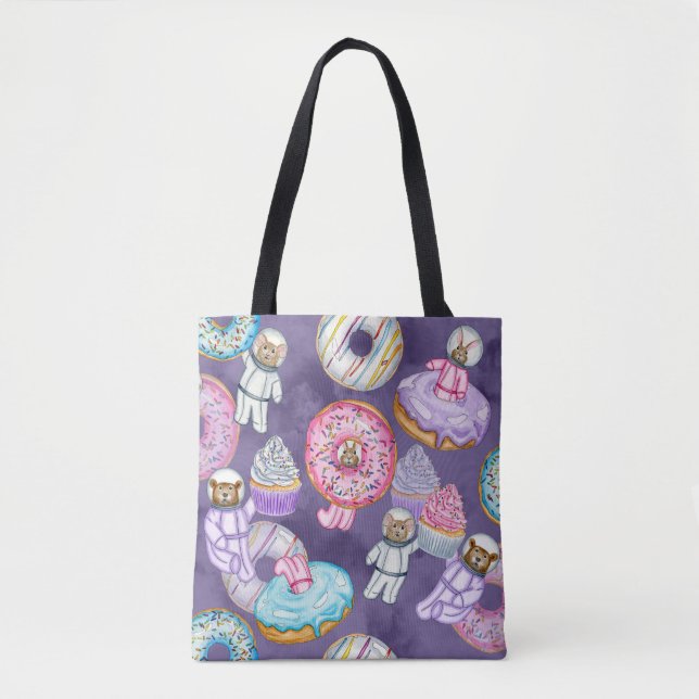 Watercolor Astronaut Forest Friends Sweet Dreams Tote Bag (Front)