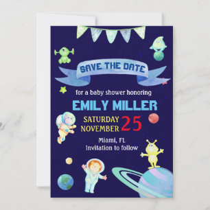Watercolor Astronaut Planets Save the Date