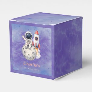Watercolor Astronaut Space Birthday Party Favour Box