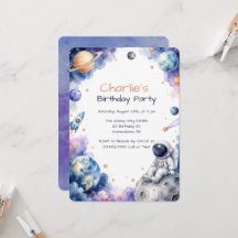 Watercolor Astronaut Space Birthday Party