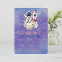 Watercolor Astronaut Space Birthday Party
