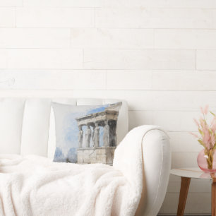 Watercolor Athens Greece Throw Pillow – Travel