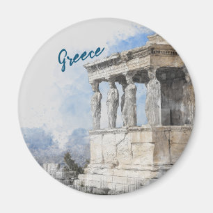 Watercolor Athens Magnet – Greek Ruins Souvenir
