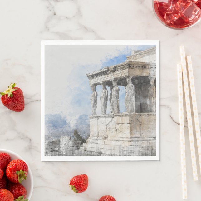Watercolor Athens Ruins Napkins – Ancient Greek  (Insitu)