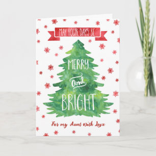 Watercolor Aunt Merry Christmas Card