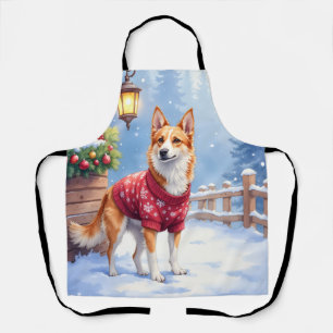 Watercolor Australian Cattle Dog Rustic Garland Apron