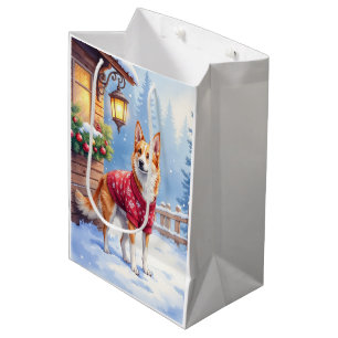 Watercolor Australian Cattle Dog Rustic Garland Medium Gift Bag