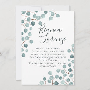 Watercolor Australian Flora Eucalyptus Invitation