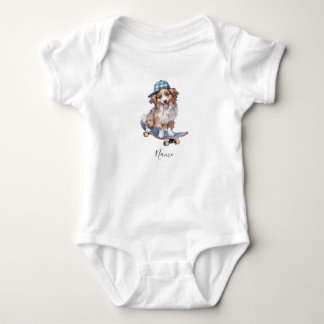 Watercolor Australian Shepherd Baby Bodysuit