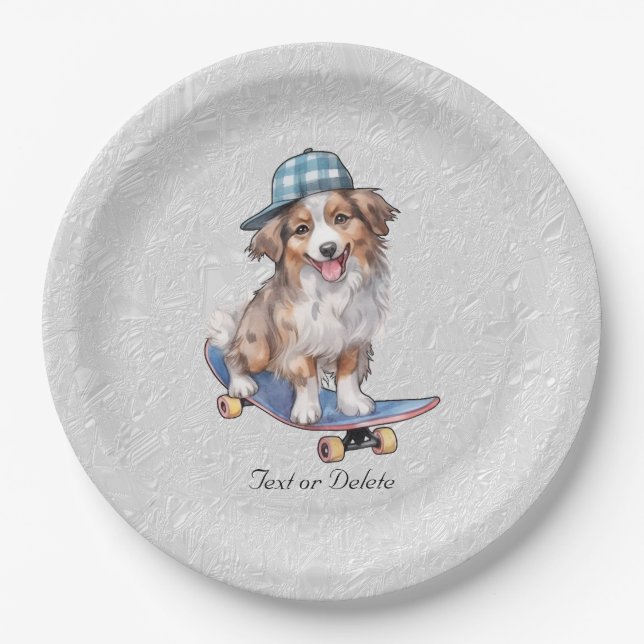 Watercolor Australian Shepherd Paper Plate (Front)