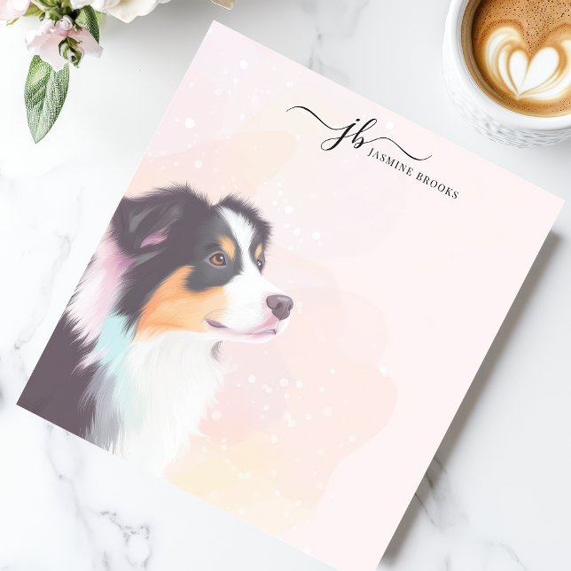 Watercolor Australian Shepherd Personalised Notepad (Creator Uploaded)