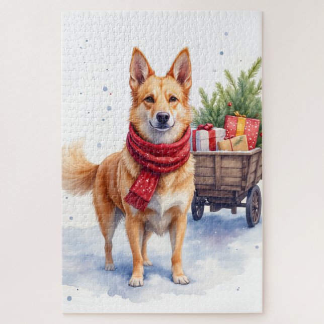 Watercolor Australian Stumpy Tail Cattle Dog Jigsaw Puzzle (Vertical)
