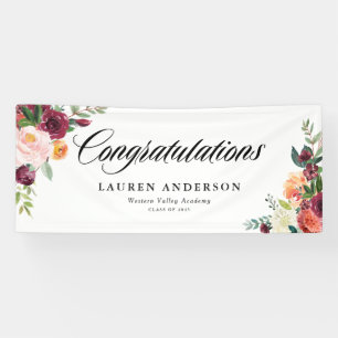 Watercolor Autumn Blooms Bouquet Fall Graduation Banner