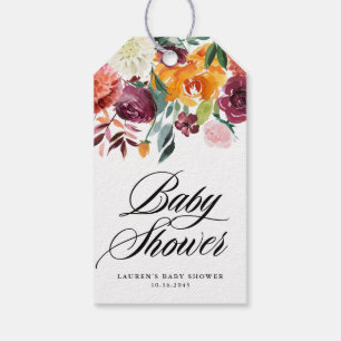 Watercolor Autumn Blooms Fall Baby Shower Gift Tags