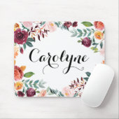 Watercolor Autumn Blooms Floral Personalised Mouse Mat (With Mouse)