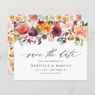 Watercolor Autumn Blooms Floral Save the Date
