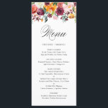 Watercolor Autumn Blooms Floral Wedding Menu Card<br><div class="desc">A whimsical and elegant menu card featuring watercolor peonies and other flowers in fall colours with polka dots pattern for the back. This menu card will be perfect for fall or autumn weddings and other events. Matching items are available.</div>
