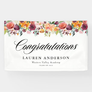 Watercolor Autumn Blooms Garland Fall Graduation Banner