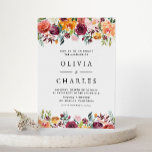 Watercolor Autumn Blooms Garland Fall Wedding Invitation Postcard<br><div class="desc">Invite guests with this autumn wedding invitation postcard. It features watercolour garlands of autumn flowers in shades of orange,  blush,  red,  and burgundy with foliage accents. Personalise by adding names,  dates,  times,  and other details. This autumn floral wedding invitation postcard is perfect for fall weddings. Matching items are available.</div>