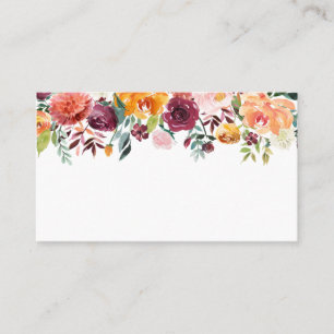 Watercolor Autumn Blooms Garland Fall Wedding Place Card