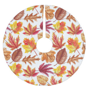 Watercolor autumn botanic, seamless composition. brushed polyester tree skirt
