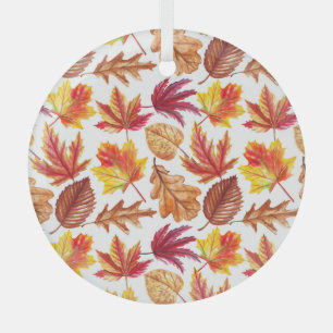 Watercolor autumn botanic, seamless composition. glass tree decoration