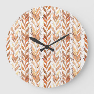 Watercolor Autumn Botanicals Large Clock