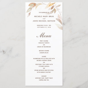 Watercolor Autumn Branch Leaves Wedding Menu