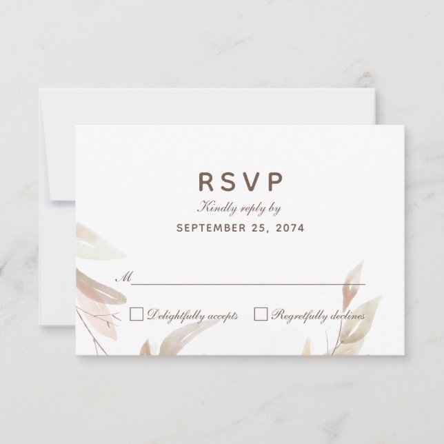 Watercolor Autumn Branch Simple Response RSVP Card (Front)