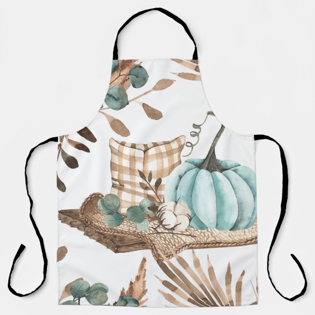Watercolor Autumn: Coloured Pumpkin Pattern Apron (Front)