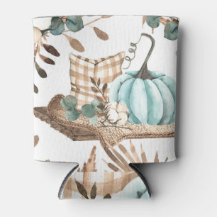 Watercolor Autumn: Coloured Pumpkin Pattern Can Cooler