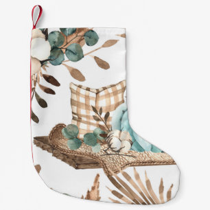 Watercolor Autumn: Coloured Pumpkin Pattern Small Christmas Stocking