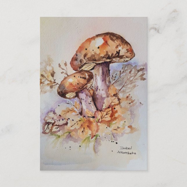 Watercolor autumn colours mushrooms enclosure card (Front)