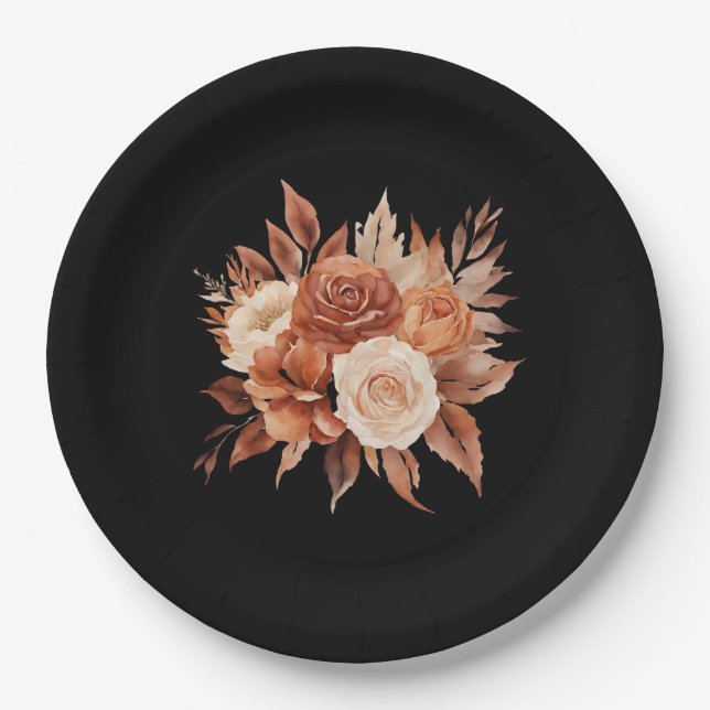 Watercolor Autumn Elegance-Wedding Paper Plate (Front)