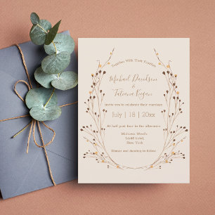 watercolor autumn fall botanical wreath wedding invitation