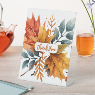 Watercolor Autumn Fall Colour Leaves Pedestal Sign