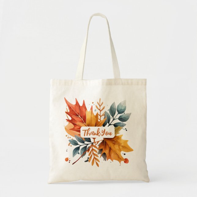 Watercolor Autumn Fall Colour Leaves Tote Bag (Front)