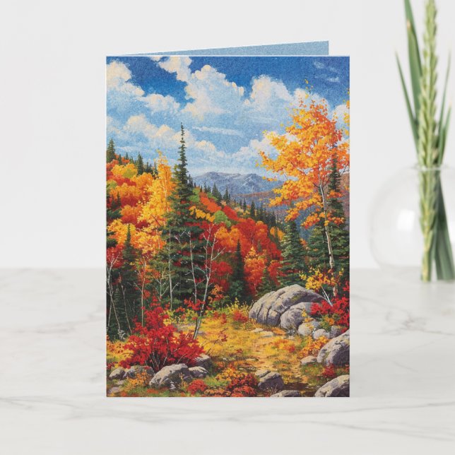 Watercolor Autumn Fall Colours Greeting Flat Card (Front)
