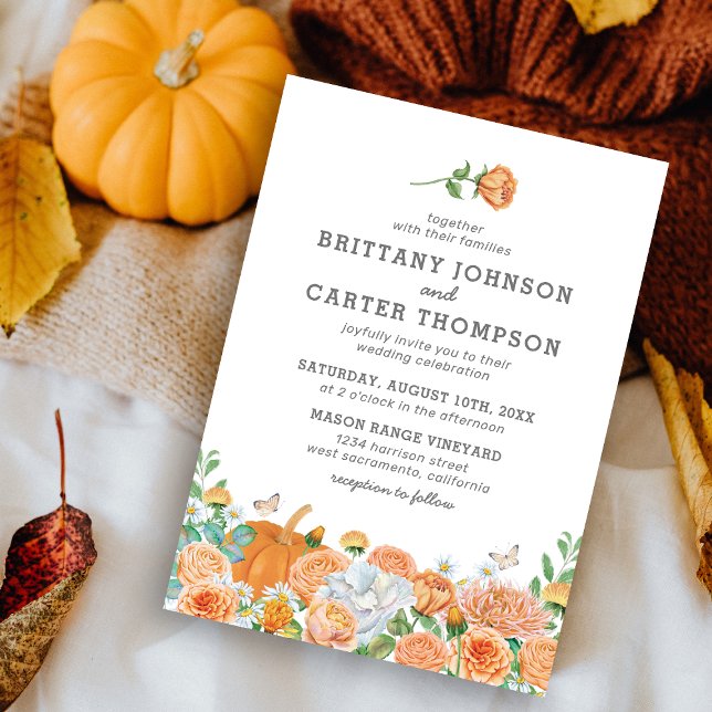 Watercolor Autumn Fall Floral Wedding Invitation (Creator Uploaded)